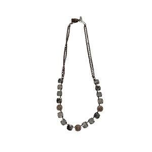 Gold Tone Crystal Necklace Frosted Glass Rhinestone Statement Necklace Women’s J